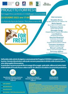 I° GIORNATA DIMOSTRATIVA – PROGETTO FORFRESH T.I. 16.1.1 AZ 2 – 22/06/2022 ORE 17:00 – GAL PARTENIO MISURA 19-19.2 – T.I. 16.1.1 AZ 2