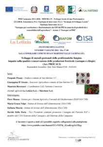 PSR CAMPANIA 2014/2020 T.I. 16.1.1 AZ.2 – PROGETTO PROCACI – INCONTRO DIVULGATIVO VENERDI’ 9 GIUGNO 2023 – Ore 17:00 SALA CONSILIARE COMUNE DI SAN MARTINO VALLE CAUDINA (AV)
