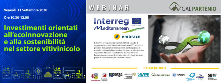 2° Webinar sull’Economia circolare  – Investimenti orientati all’ecoinnovazione e alla sostenibilità nel settore vitivinicolo