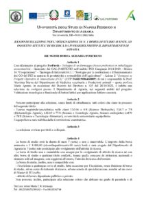 PROGETTO FORFRESH – BANDO DI SELEZIONE PER L’ASSEGNAZIONE DI N. 1 BORSA DI STUDIO AVENTE AD OGGETTO ATTIVITA’ DI RICERCA DA SVOLGERSI PRESSO IL DIPARTIMENTO DI AGRARIA.