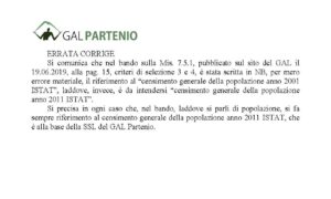 PSR 2014/2020 GAL PARTENIO T.I 7.5.1 – ERRATA CORRIGE