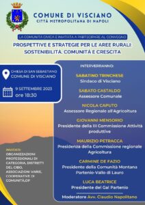 PROSPETTIVE E STRATEGIE PER LE AREE RURALI : SOSTENIBILITÀ, COMUNITÀ E CRESCITA – COMUNE DI VISCIANO – CHIESA DI SAN SEBASTIANO – 09 SETTEMBRE 2023 ORE 18:30
