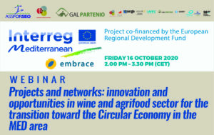 WEBINAR – Projects and networks: innovation and opportunities in wine and agrifood sector for the transition toward the Circular Economy in the MED area