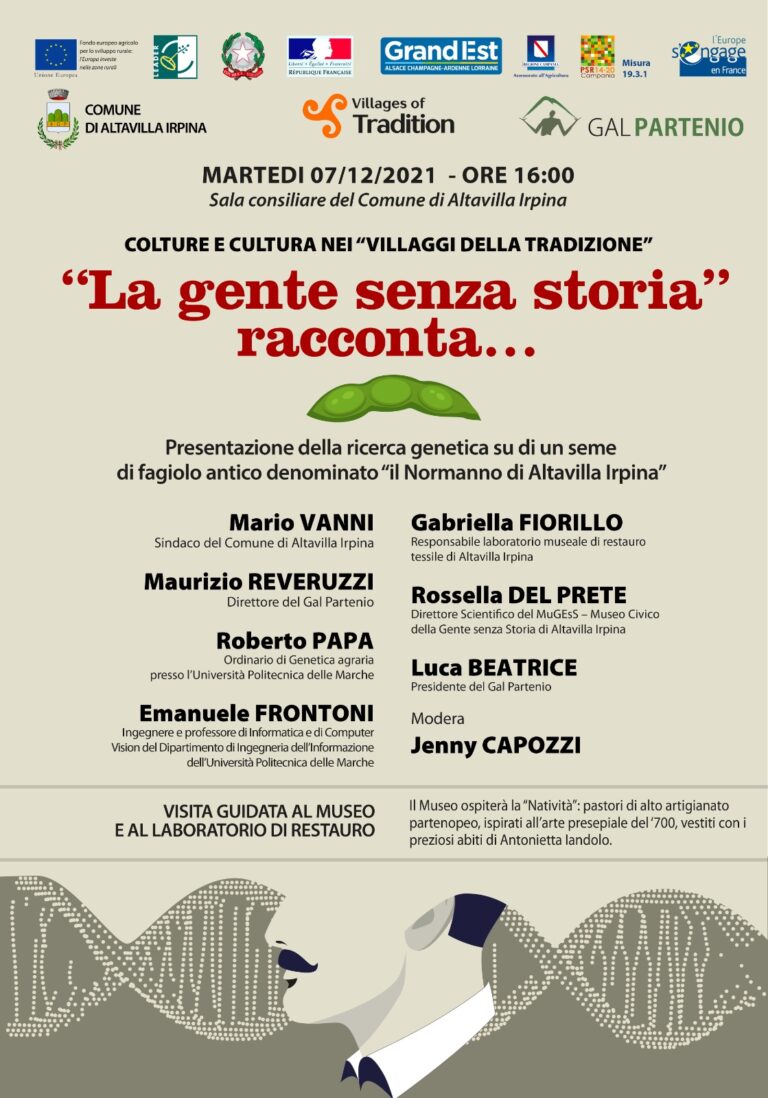 Presentazione della ricerca genetica su di un seme di fagiolo antico denominato “Il Normanno di Altavilla” – 07 Dicembre 2021 ore 16:00 – Sala Consiliare del Comune di Altavilla