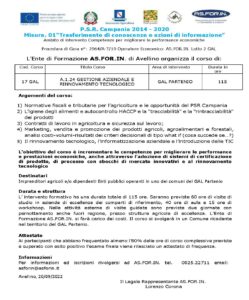 P.S.R. Campania 2014 – 2020 Misura. 01“Trasferimento di conoscenze e azioni di informazione” – Cod Corso 17 GAL – A.1.24 GESTIONE AZIENDALE E RINNOVAMENTO TECNOLOGICO