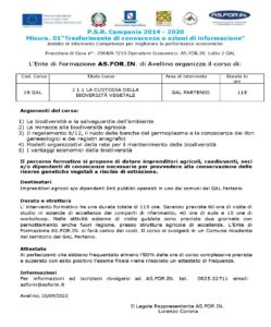 P.S.R. Campania 2014 – 2020 Misura. 01“Trasferimento di conoscenze e azioni di informazione” – Cod Corso 19 GAL – J 1.1 LA CUSTODIA DELLA  BIODIVERSITÀ VEGETALE