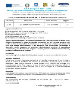 P.S.R. Campania 2014 – 2020 Misura. 01“Trasferimento di conoscenze e azioni di informazione” – Cod Corso 22 GAL – L.1.3 DIFESA DELL’AMBIENTE